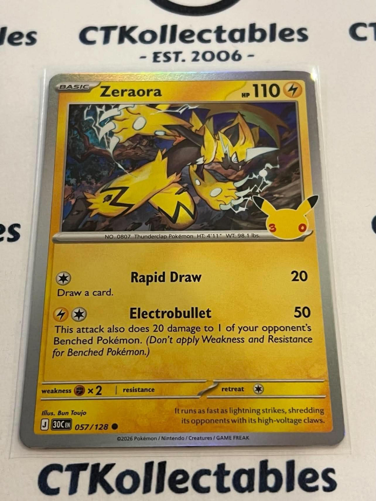 Zeraora 057/128 Holo Foil ENG 30th Anniversary Celebration Pokemon TCG