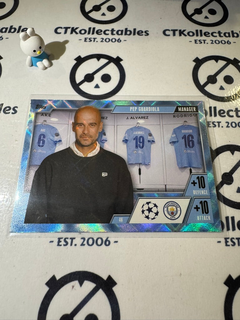 2023-24 TOPPS MATCH ATTAX PEP GUARDIOLA CRYSTAL BLUE #46
