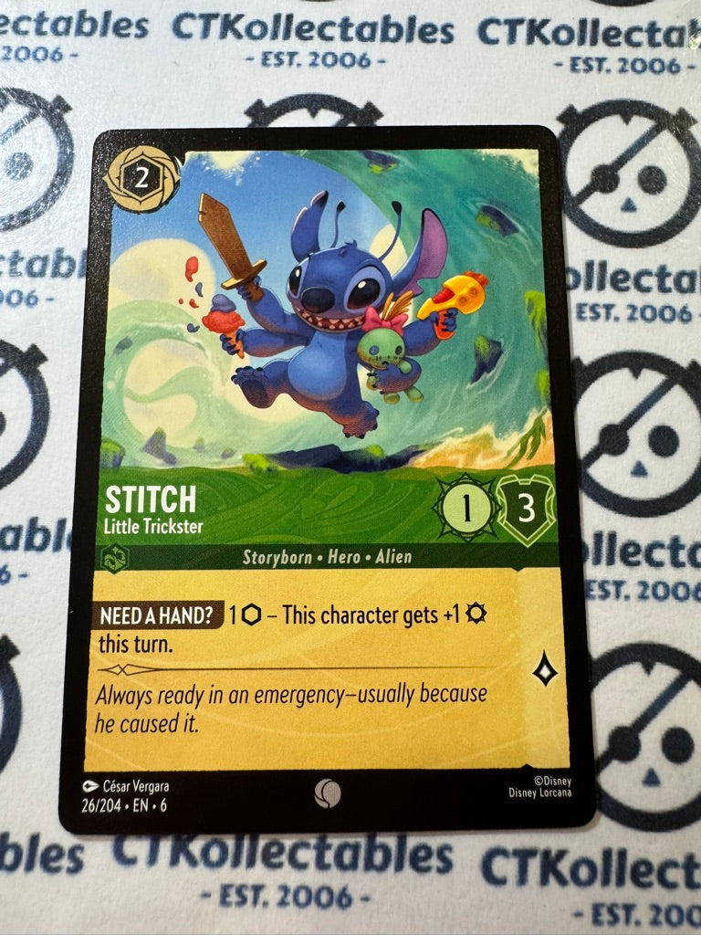 2024 DISNEY LORCANA Azurite Sea - Stitch #26/204 NON FOIL Game Card