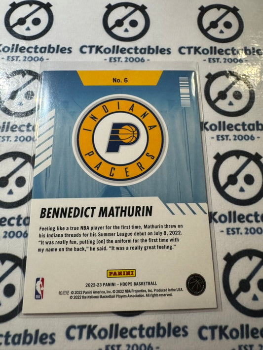 2022-23 NBA Panini Hoops Winter Bennedict Mathurin Arriving now RC #6 Pacers