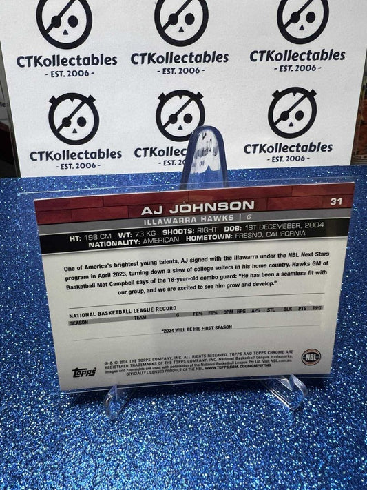 2023-24 Topps Chrome NBL Rookie #31 AJ Johnson Illawarra Hawks