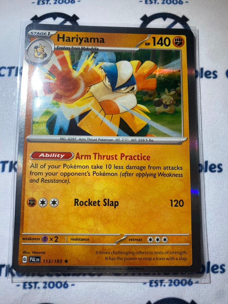 Hariyama Holo Rare #113/193 2023 Paldea Evolved Pokemon Card Hariyama Holo Rare #113/193 2023 Paldea Evolved Pokemon Card