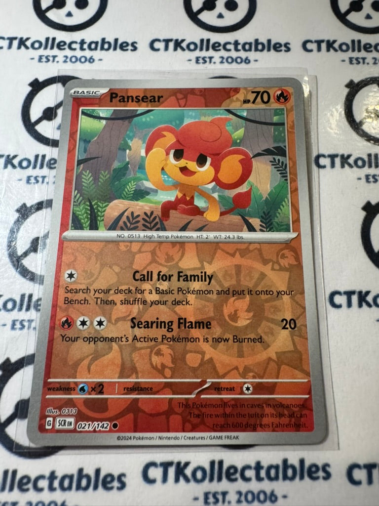 Pansear Reverse Holo #021/142 Stellar Crown Scarlet & Violet Pokemon