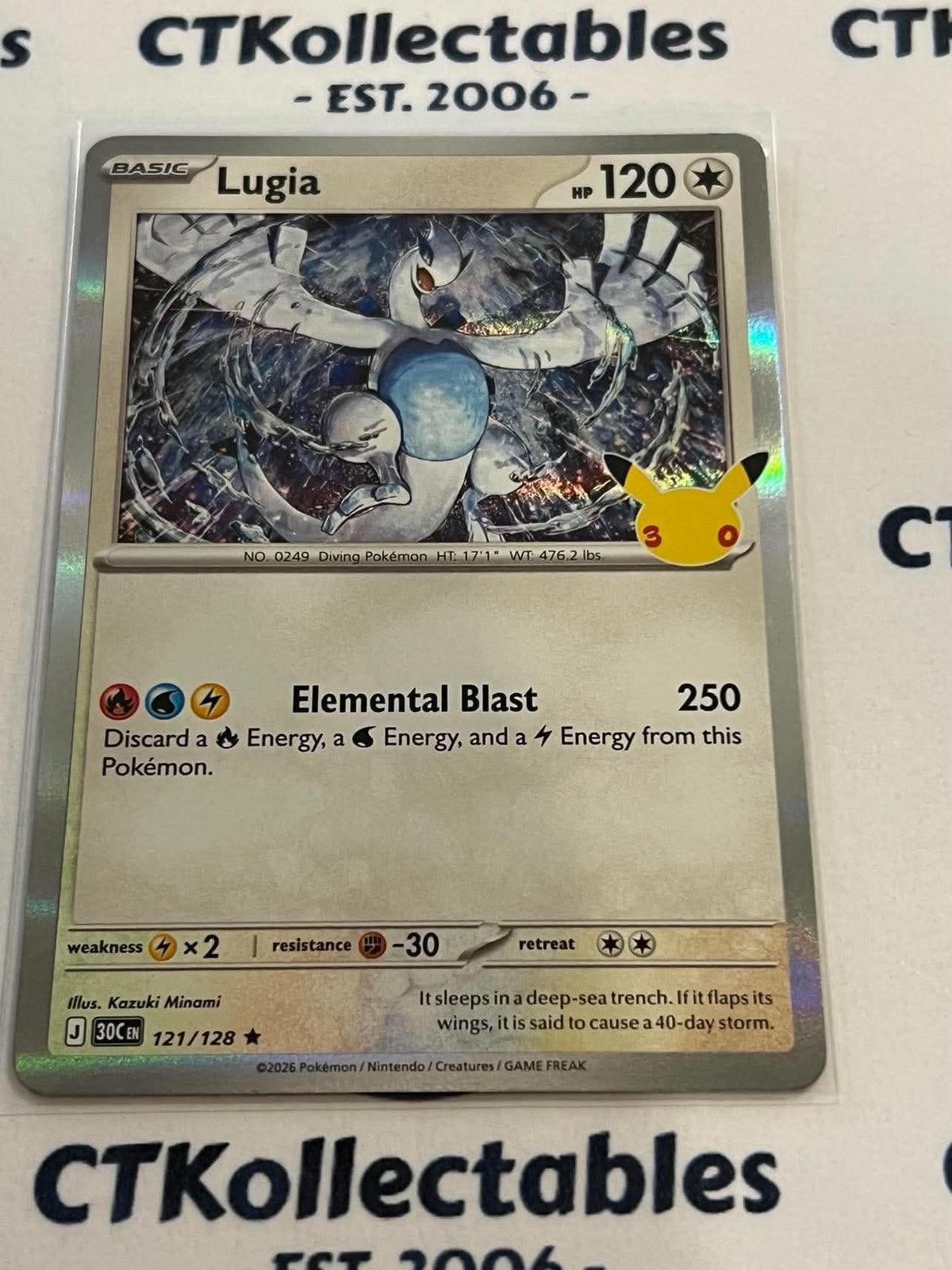 Lugia 121/128 Holo Rare Foil ENG 30th Anniversary Celebration Pokemon TCG