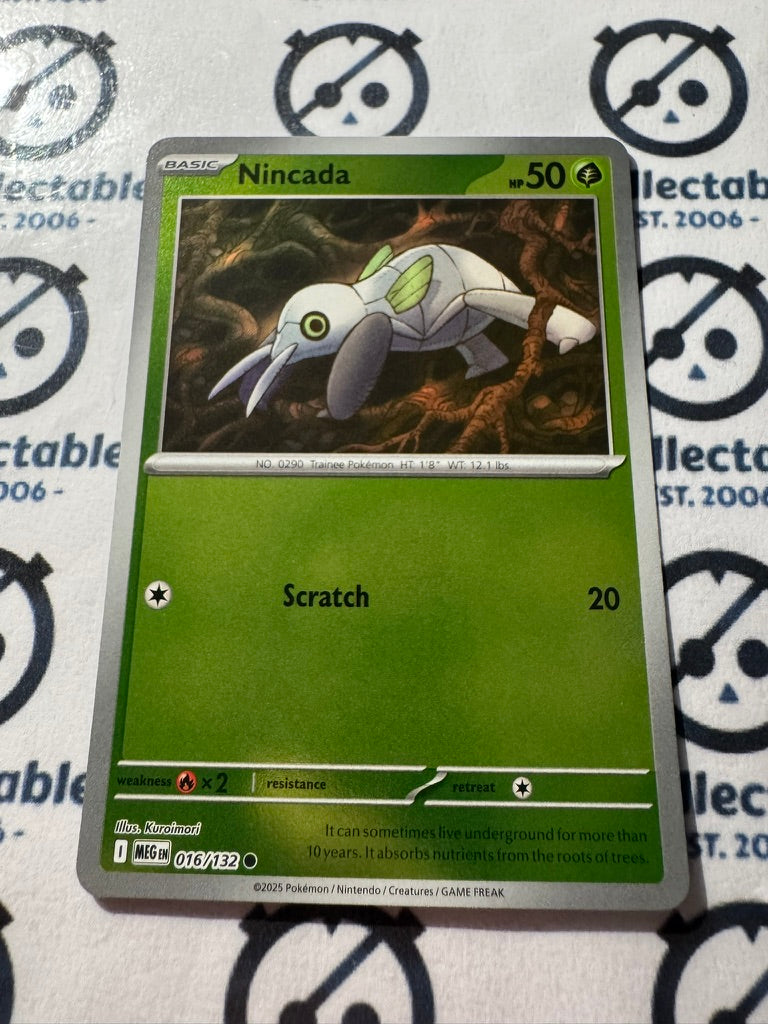 Nincada Reverse Holo #016/132 Mega Evolution Pokemon