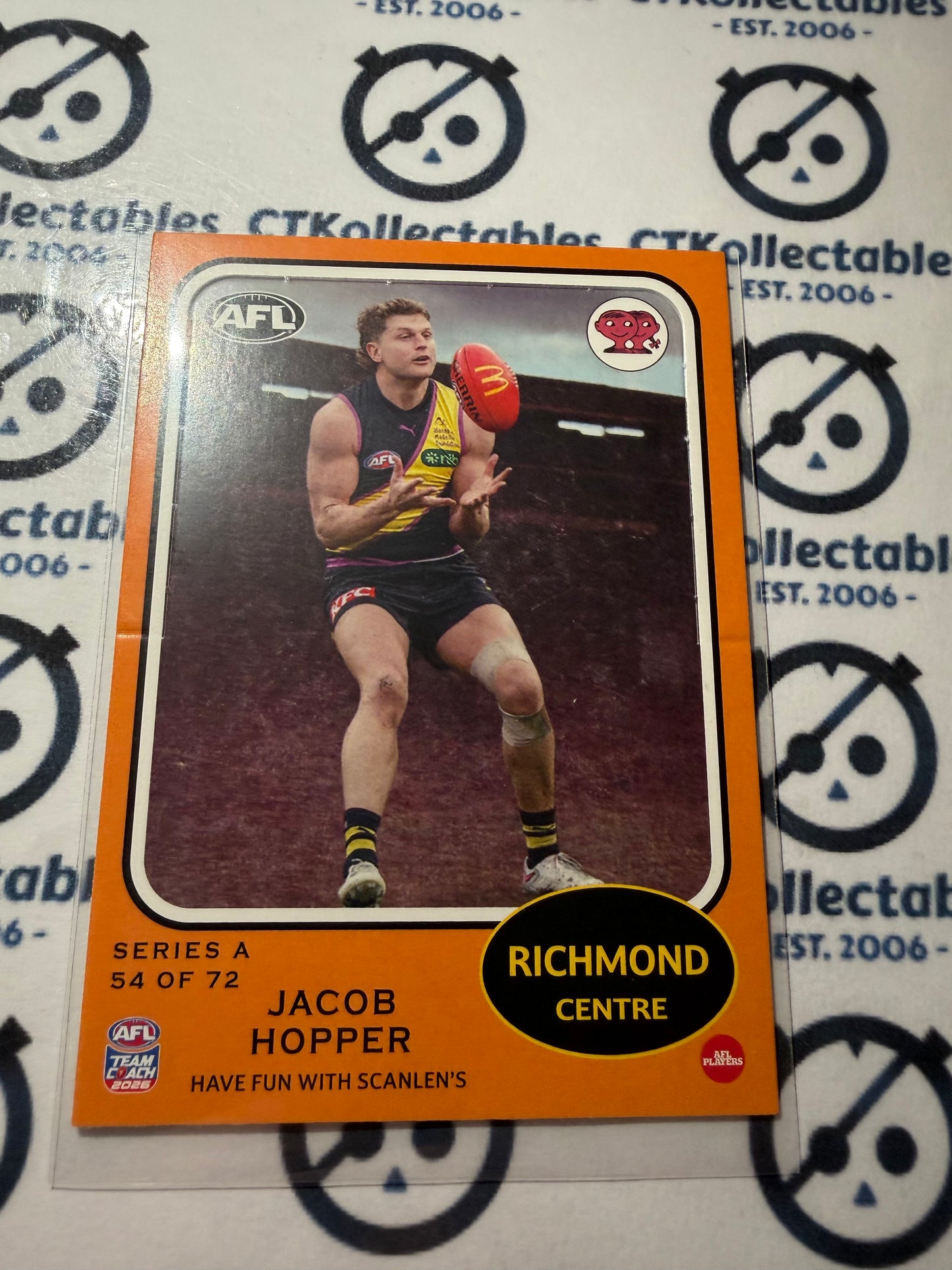 2026 Teamcoach AFL Scanlens Die-Cut Jacob Hopper 54 of 72 Tigers