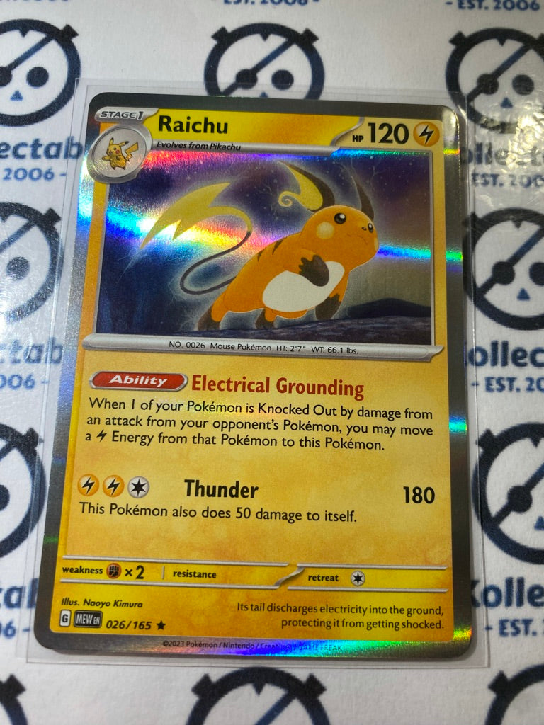 Raichu Holo Rare #026/165 Scarlet & Violet 151 Pokemon Card CTKollectables Raichu Holo Rare #026/165 Scarlet & Violet 151 Pokemon Card CTKollectables