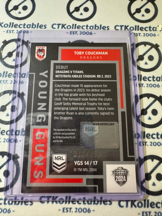 2024 NRL TLA Elite Young Guns Black Auto Toby Couchman #016/150 Dragons