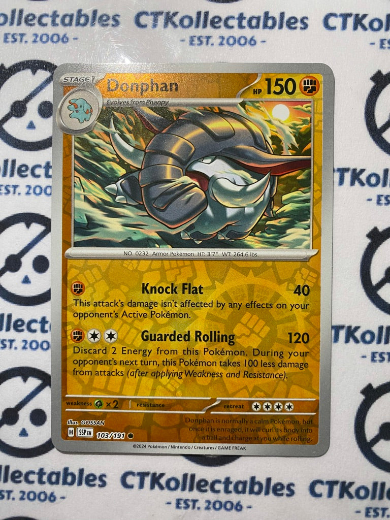 Donphan Reverse Holo #103/191 Surging Sparks Pokémon TCG 2024