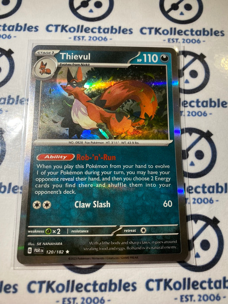 thievul pokemon card Thievul Holo Rare #120/182 2023 Scarlet & Violet Paradox Rift Pokémon TCG