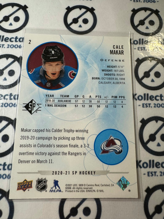 2020-21 NHL SP Hockey Cale Makar Blue Parallel #2 Avalanche