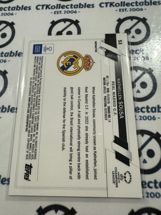 2022-23 Topps Chrome UEFA Women’s Soccer #53 Kathlellen Sousa Refractor