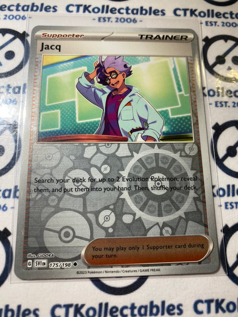 Jacq Reverse Holo #175/198 2023 Scarlet & Violet Pokmon TCG CTKollectables Jacq Reverse Holo #175/198 2023 Scarlet & Violet Pokmon TCG CTKollectables