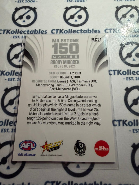 2026 Select AFL Footy Stars Milestone MG21 Brody Mihocek Magpies