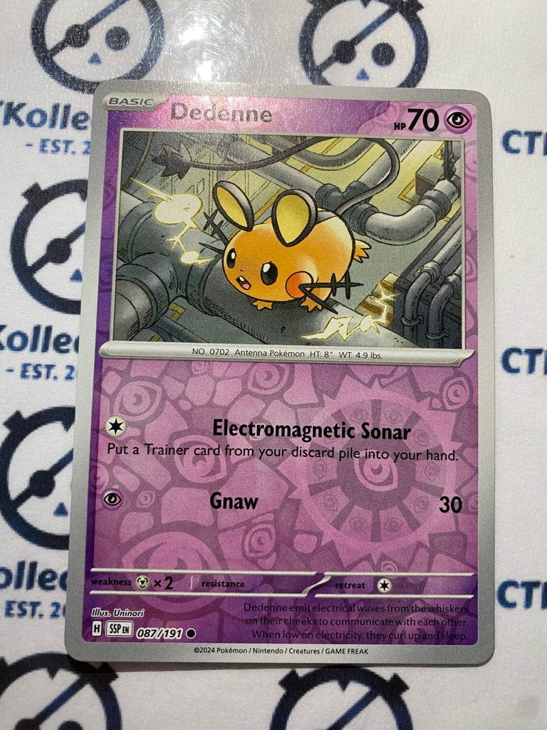 Dedenne Reverse Holo #087/191 Surging Sparks Pokémon TCG 2024