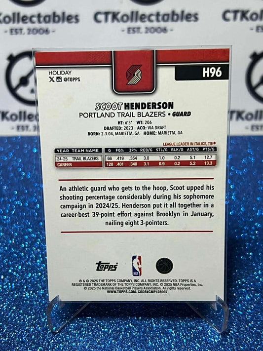 2025-26 Topps Holiday NBA Silver Glitter #H96 Scoot Henderson Portland