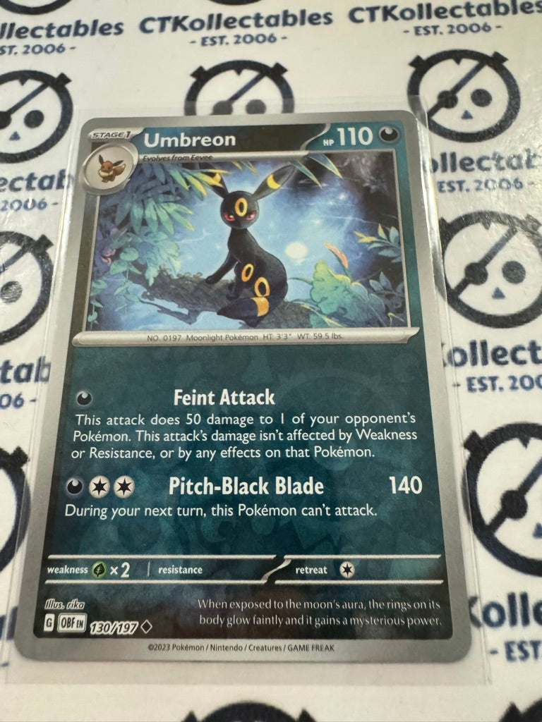 Umbreon Reverse Holo #130/197 2023 Obsidian Flames Pokemon Card