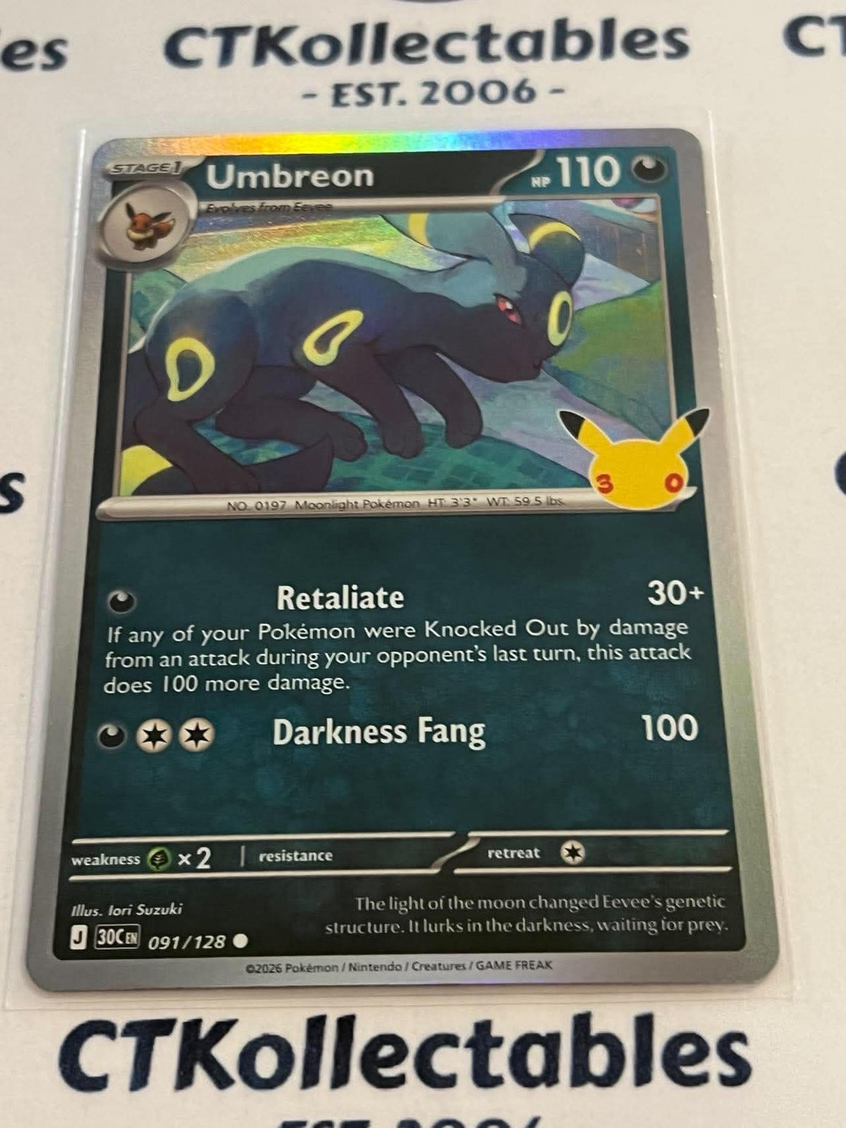 Umbreon 091/128 Holo Foil ENG 30th Anniversary Celebration Pokemon TCG