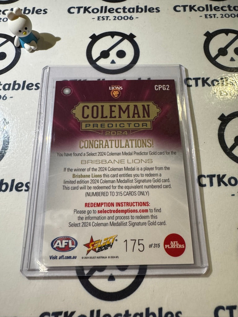 2024 AFL Footy Stars Coleman Predictor Brisbane Lions #175/315