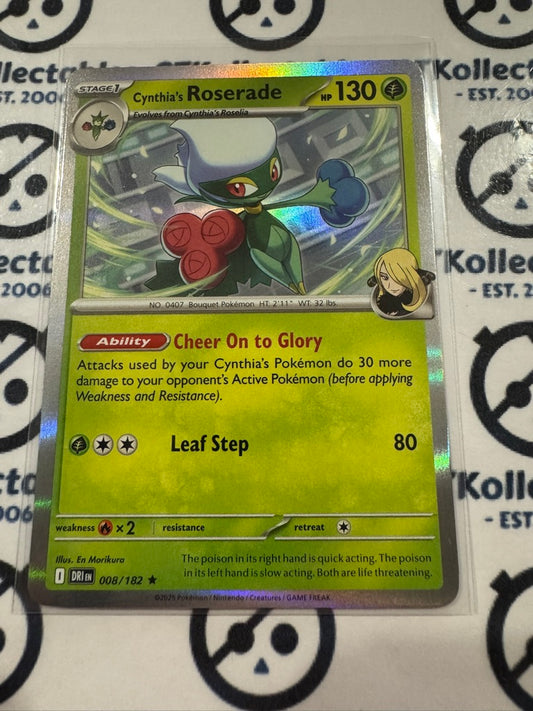 Cynthia's Roserade Holo Rare #008/182 Scarlet & Violet Destined Rivals Pokemon