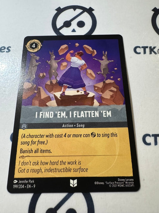 Disney Lorcana Fabled NON-FOIL 199/204 I Find ’em, I Flatten ’em UC