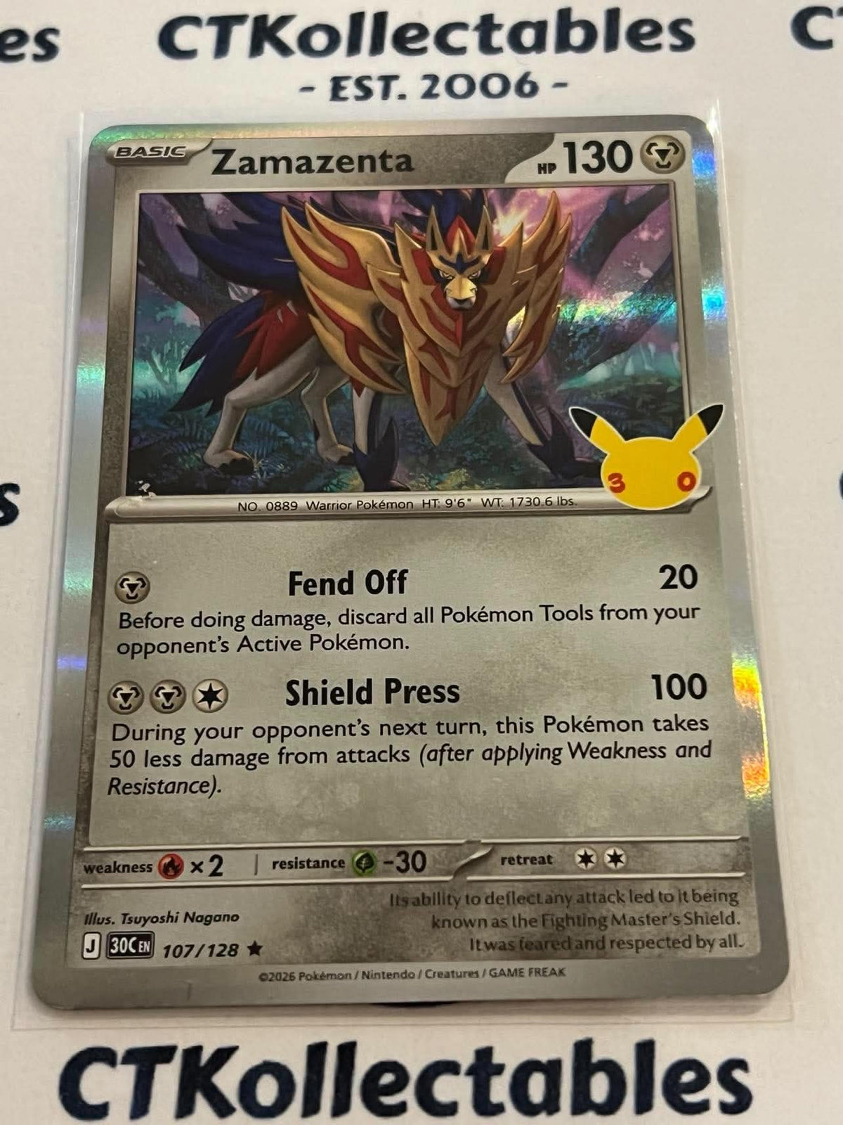 Zamazenta 107/128 Holo Foil ENG 30th Anniversary Celebration Pokemon TCG