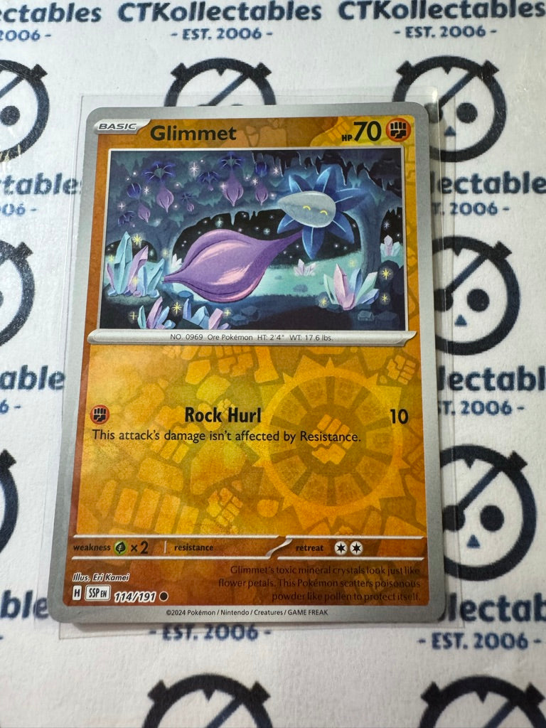 Glimmet Reverse Holo #114/191 Surging Sparks Pokémon TCG 2024