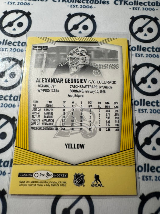 2024-25 O-Pee-Chee Hockey YELLOW BORDER #299 Alexandar Georgiev Colorado