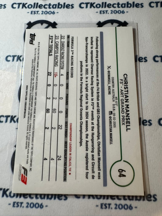 2024 Topps Chrome F1 Future Stars Christian Mansell #64 F3