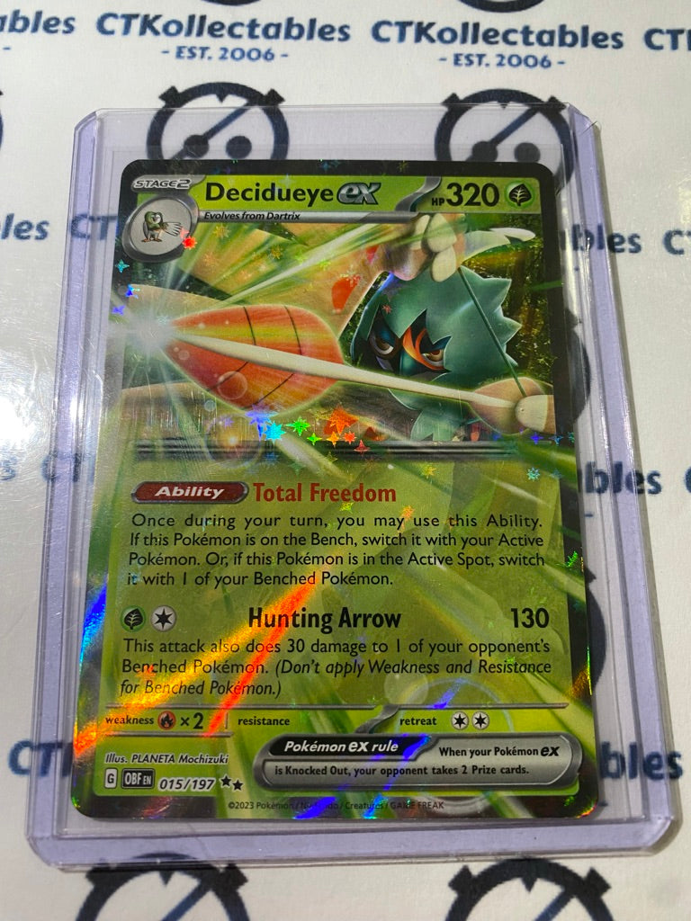 Decidueye EX Ultra Rare #015/197 2023 Obsidian Flames Pokemon Card
