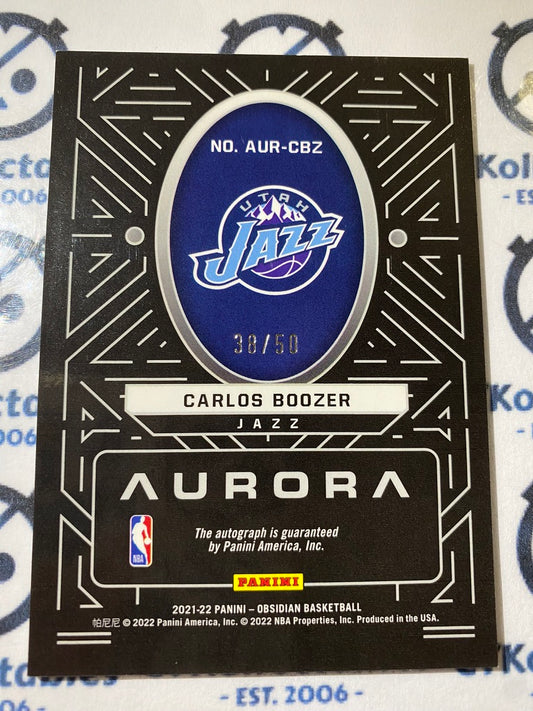2021-22 NBA Obsidian Carlos Boozer Orange Etch Aurora Auto #38/40 Jazz
