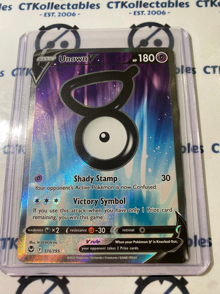 Unown V Full Art #176/195 2022 Sword & Shield Silver Tempest Pokemon Card