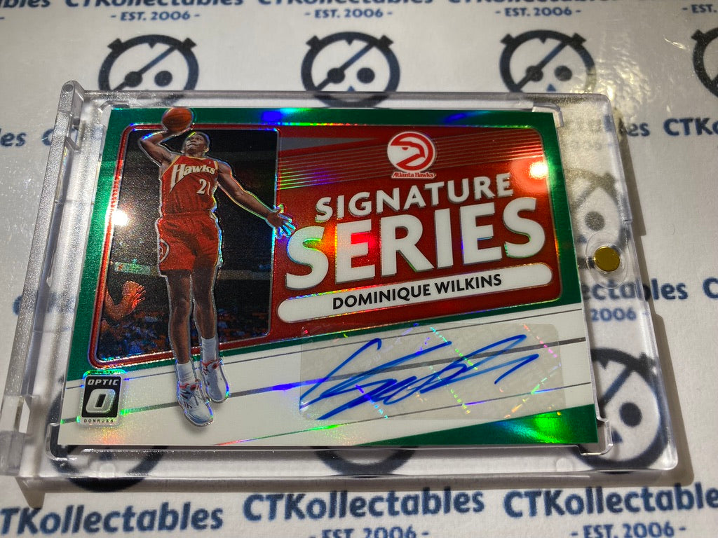 2020-21 NBA Donruss Optic Dominique Wilkins Signature Series Green Prizm Hawks