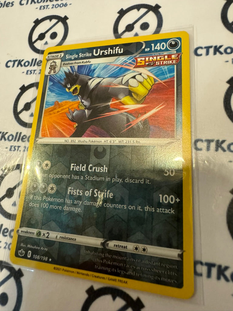Single Strike Urshifu Reverse Holo #108/198 Pokemon Card Chilling Reign