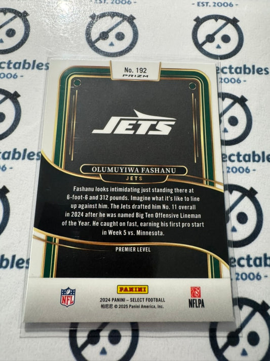 2024 NFL Select Olumuyiwa Fashanu Premier Red White Blue Shock RC #192 Jets
