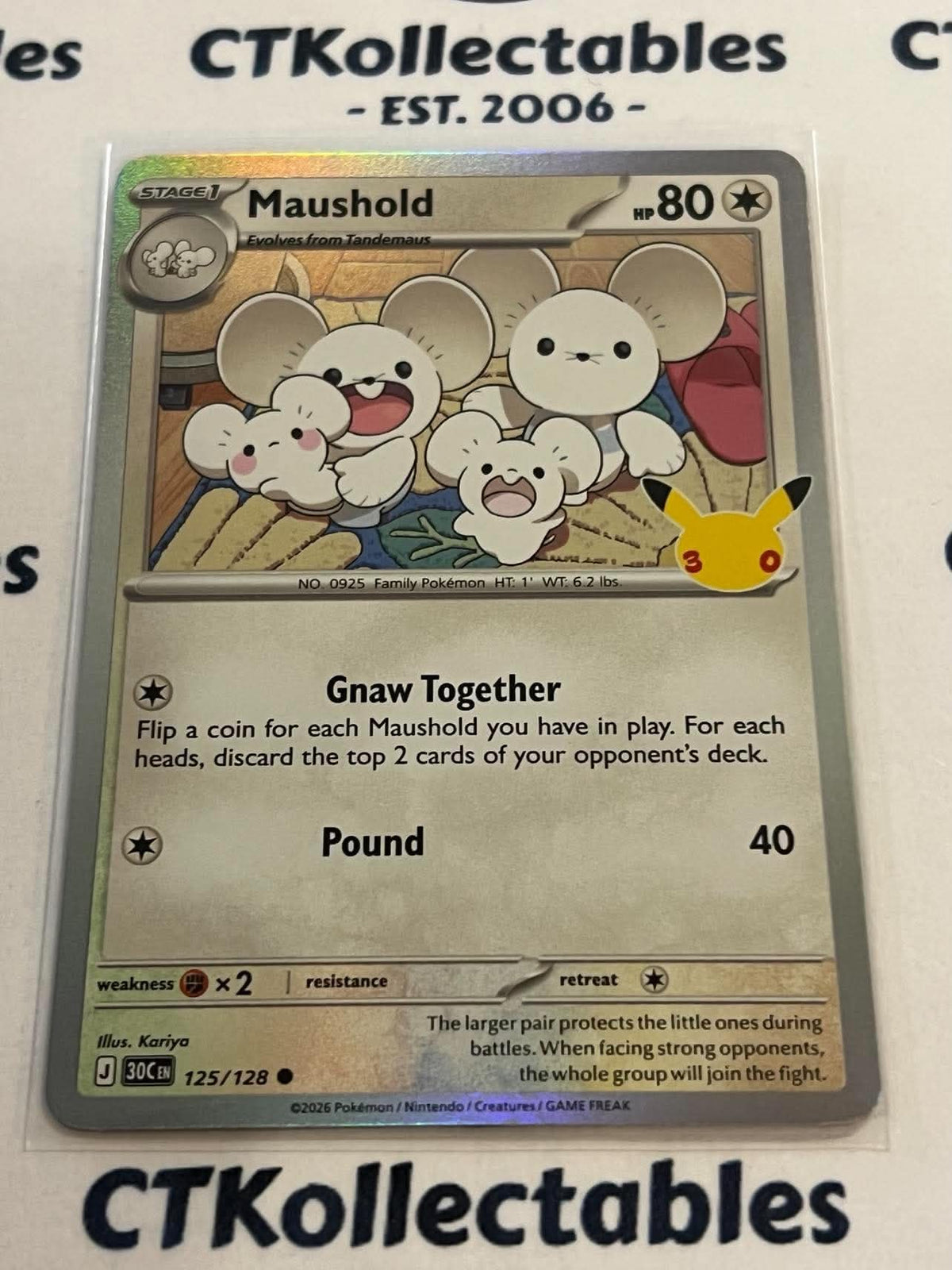 Maushold 125/128 Holo Foil ENG 30th Anniversary Celebration Pokemon TCG