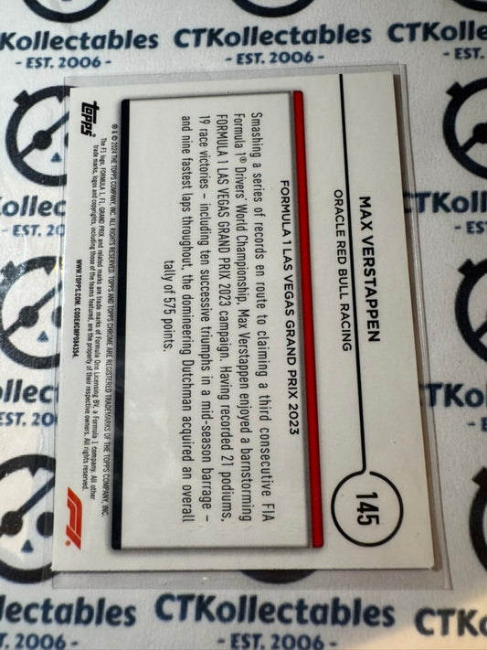 2024 Topps Chrome F1 Max Verstappen Black White Raywave GP Winner #145