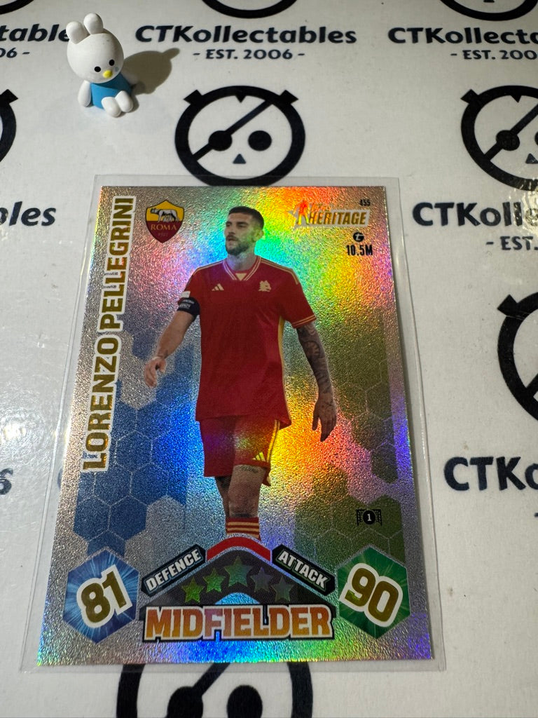 2023-24 TOPPS MATCH ATTAX HERITAGE LORENZO PELLEGRINI HERITAGE #455 SOCCER CARD