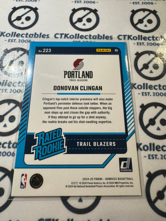 2024-25 NBA Panini Donruss Donovan Clingan Rated rookie RC #223 Portland