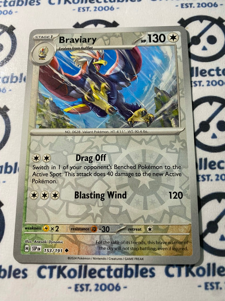 Braviary Reverse Holo #153/191 Surging Sparks Pokémon TCG 2024