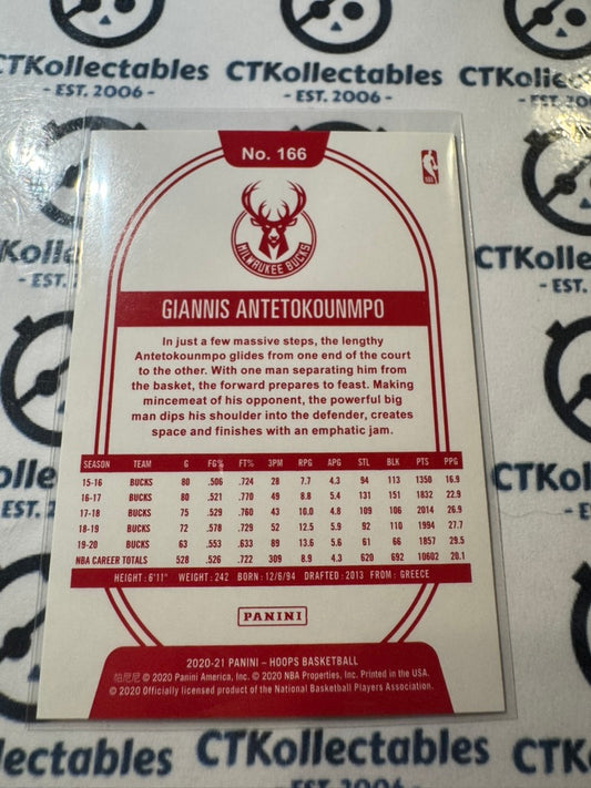 2020-21 NBA Panini Hoops Giannis Antetokounmpo Red Back #166 Bucks