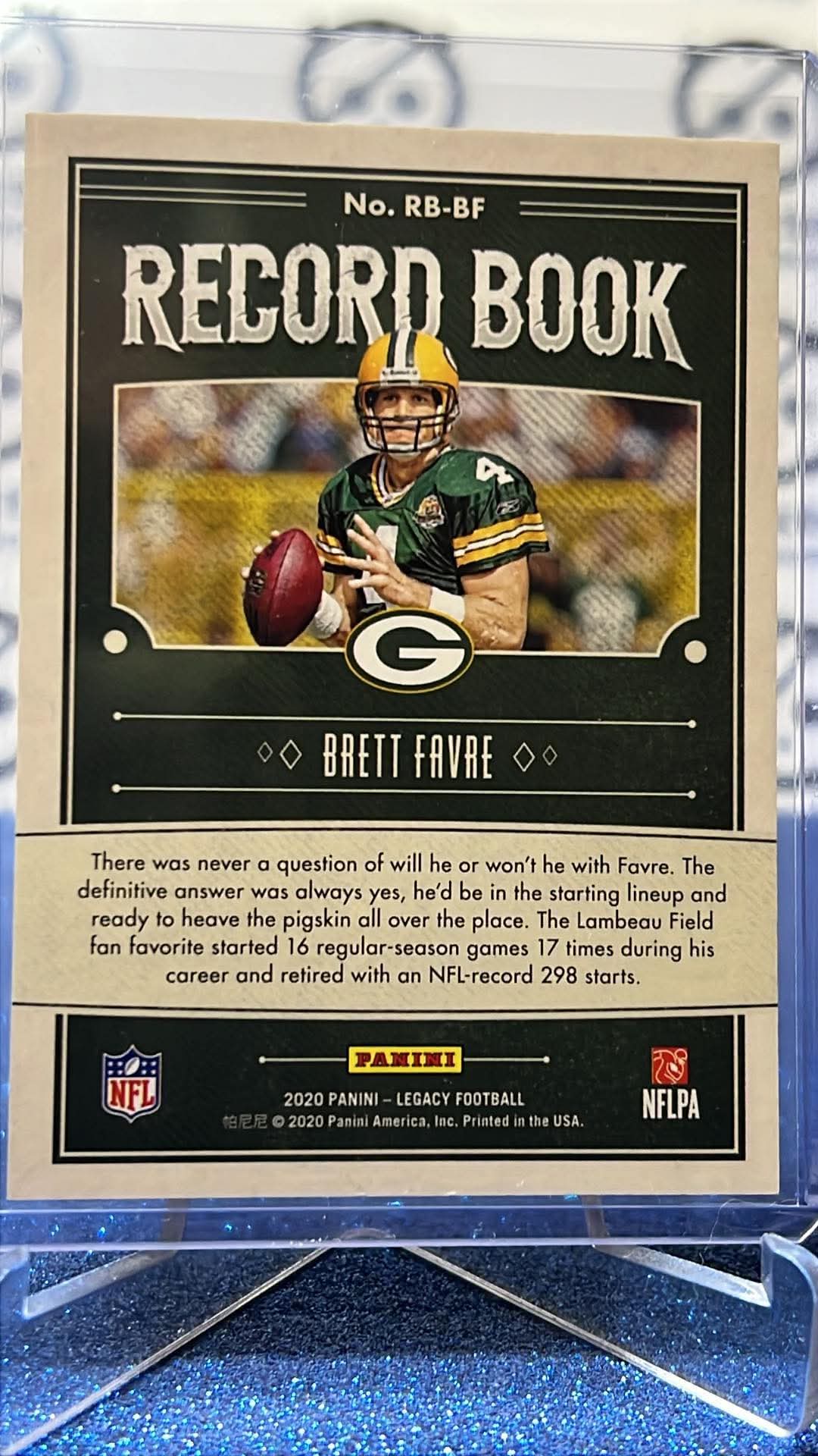 2020 NFL Legacy Brett Favre Record Book Black 1/1 one of one ! RB-BF Packers