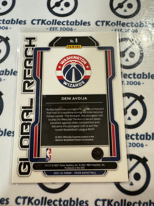 2021-22 NBA Panini Prizm Deni Avdija Global Reach #8 Wizards