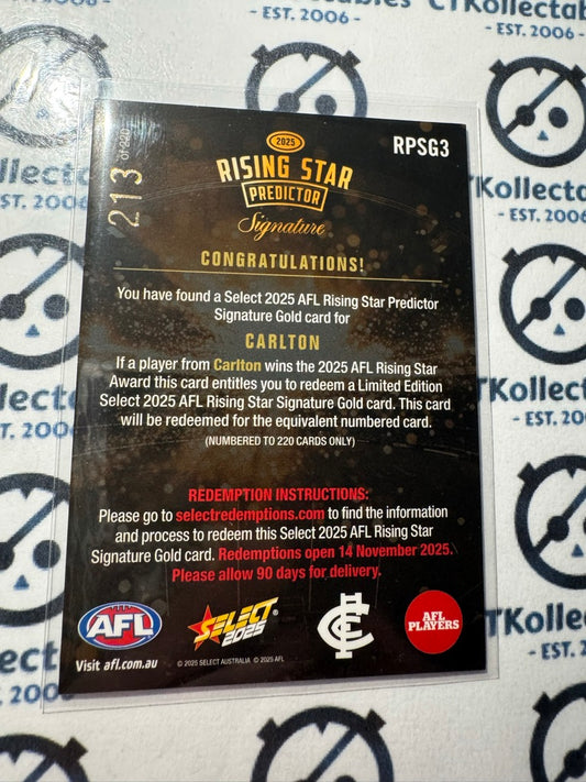 2025 AFL Footy Stars Rising Star Signature Predictor Carlton Blues #213/220