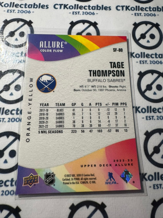 2022-23 Upper Deck NHL Allure Tage Thompson Orange-Yellow Color Flow #SF-80