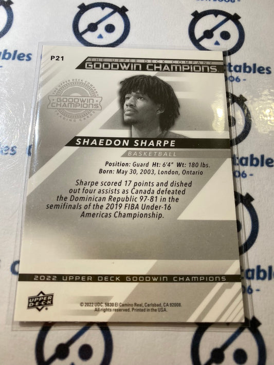 2022 Upper Deck Goodwin Champions Platinum Shaedon Sharpe #P21 Rookie