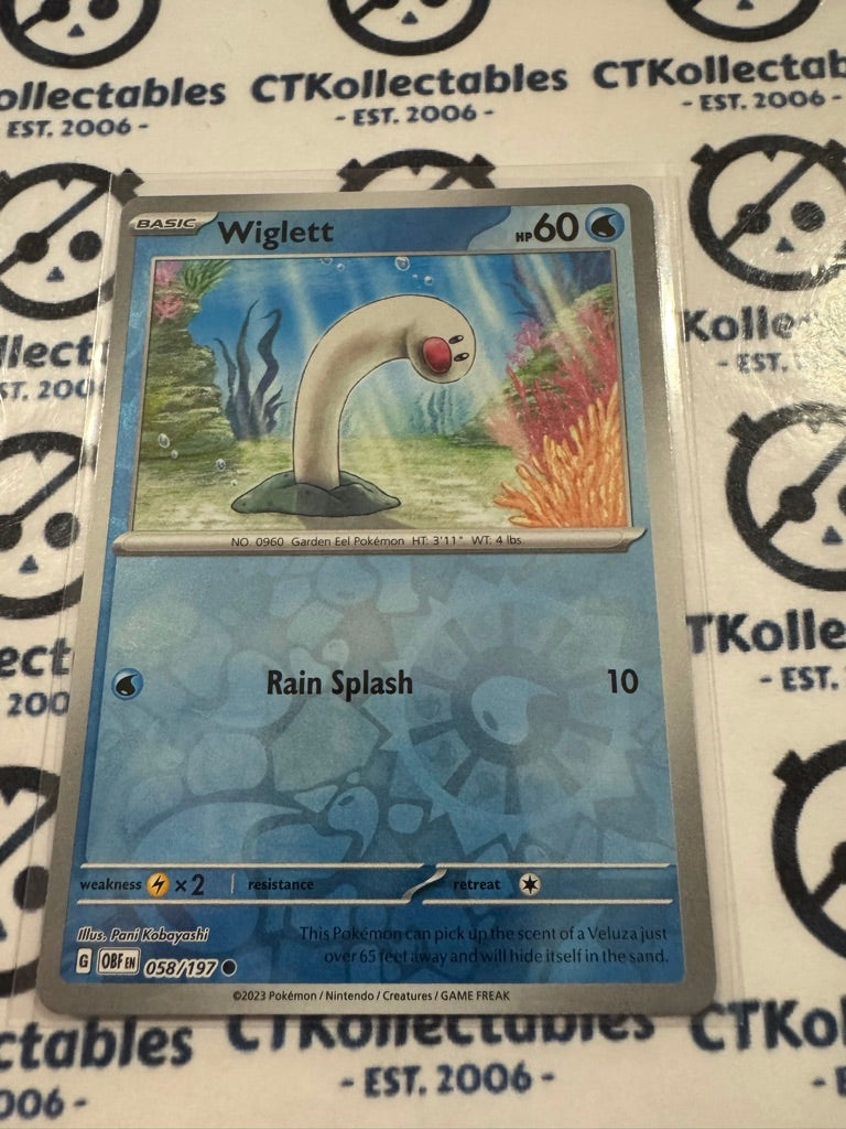 Wiglett Reverse Holo #058/197 2023 Obsidian Flames Pokemon Card