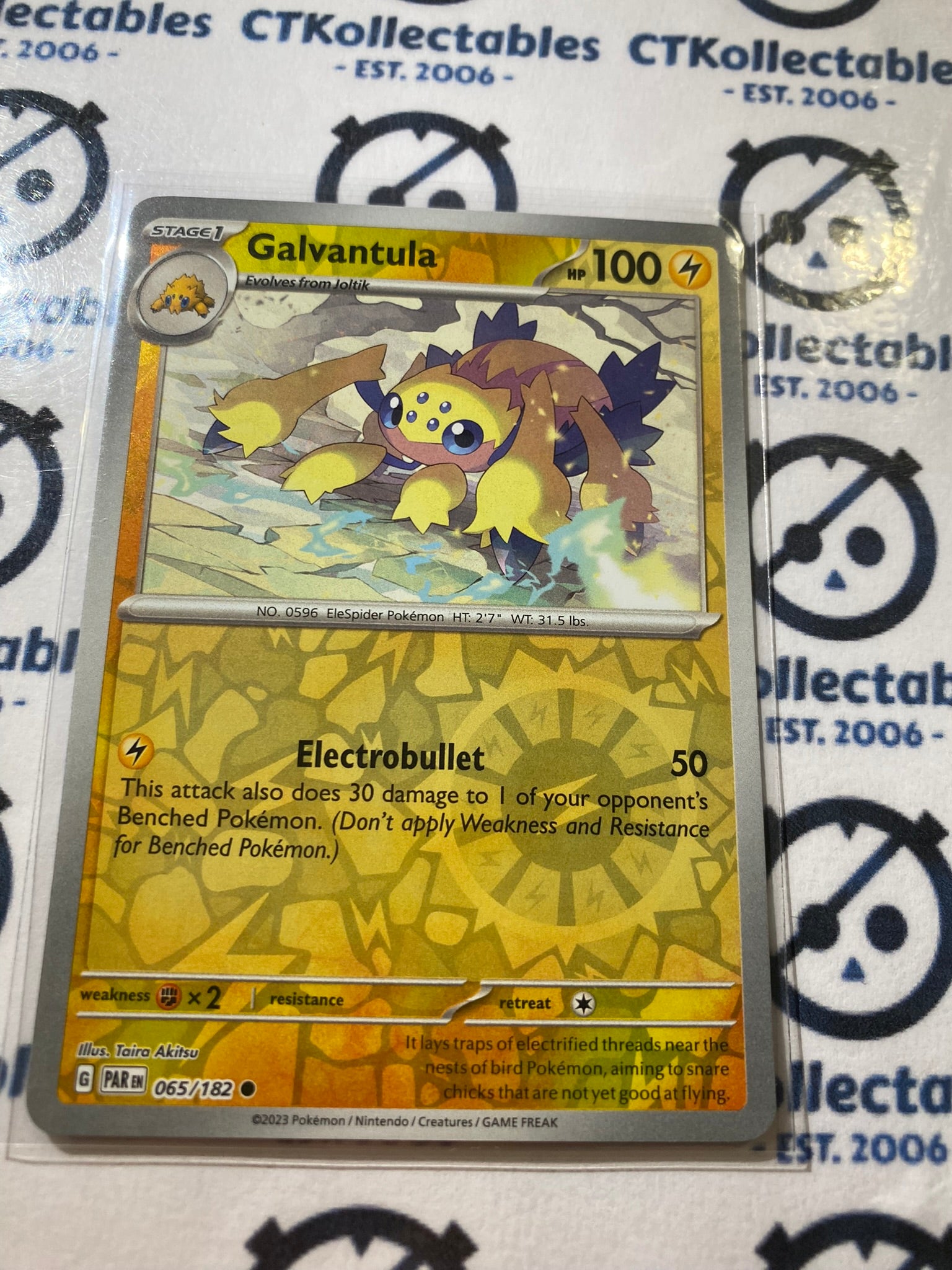 Galvantula Reverse Holo #065/182 2023 Scarlet & Violet Paradox Rift Po CTKollectables Galvantula Reverse Holo #065/182 2023 Scarlet & Violet Paradox Rift Po CTKollectables