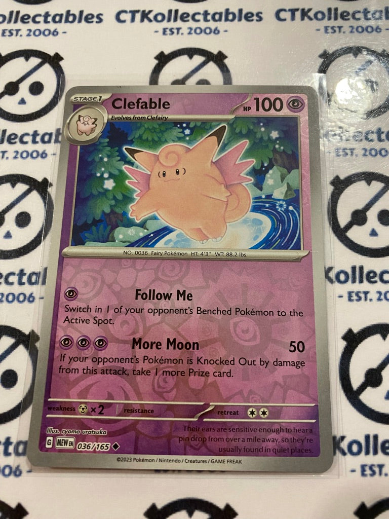 Clefable Reverse Holo #036/165 Scarlet & Violet 151 Pokemon Card