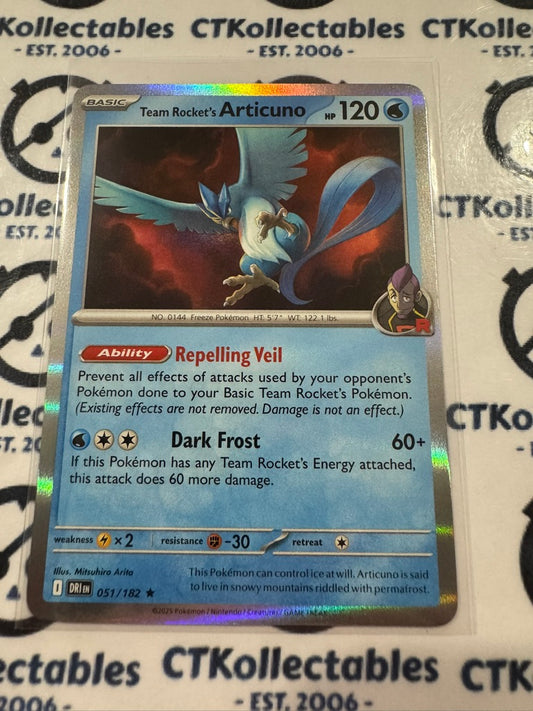 Team Rocket's Articuno Holo Rare #051/182 Scarlet & Violet Destined Rivals